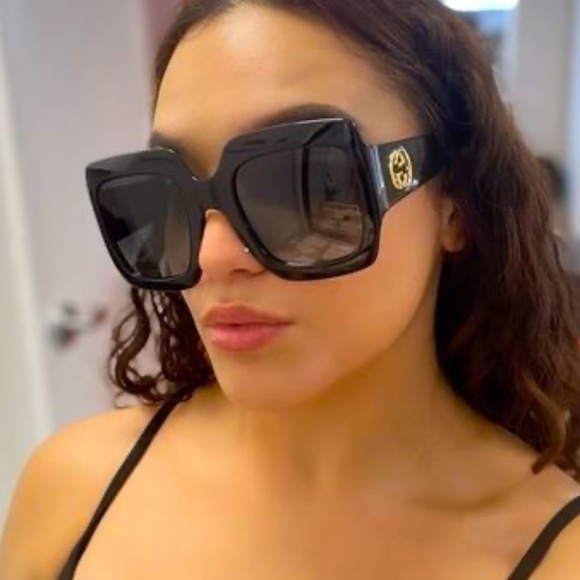 NWT Gucci Square GG0053SN 001 Black/Gold Sunglasses - Picture 13 of 14